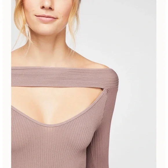 Free People Find‎ Me Ribbed Long Sleeve Top Small - Picture 3 of 4